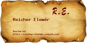 Reicher Elemér névjegykártya